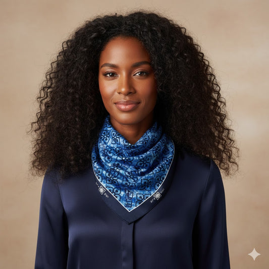 Abundantly Blue Adinkra - Silk Blend Scarf